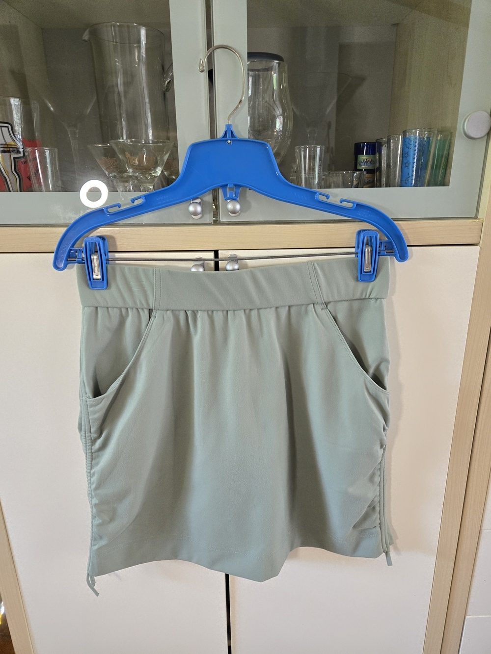Women's Mini Skirt in Light Sage - Casual Pull-On Style